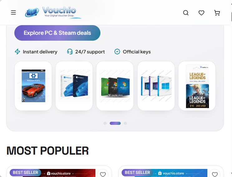Vouchio.store website preview